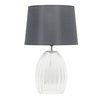Lalia Home 17.63" Contemporary Fluted Glass Bedside Table Lamp with Gray Fabric Shade, Clear LHT-4019-GY